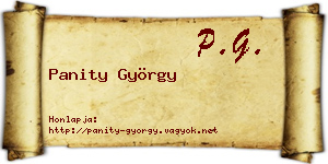 Panity György névjegykártya